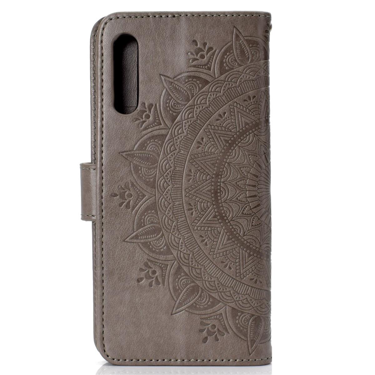 Hülle für Samsung Galaxy A70 Handyhülle Schutz Tasche Case Etui Cover Mandala Grau