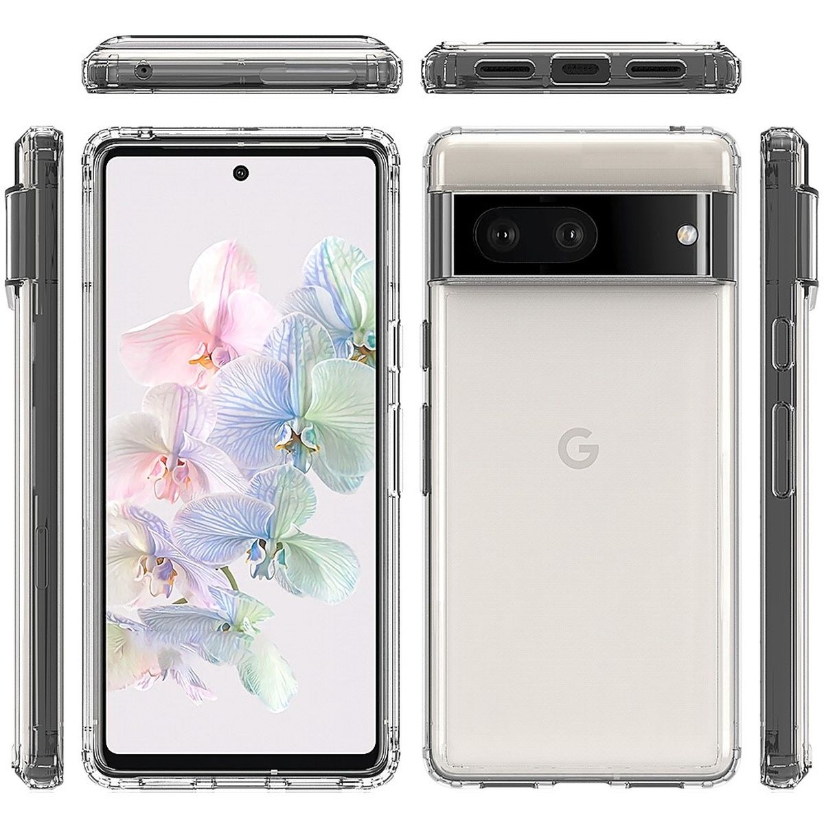 Hülle für Google Pixel 7 Handyhülle Case Hybrid Silikon Bumper Cover klar