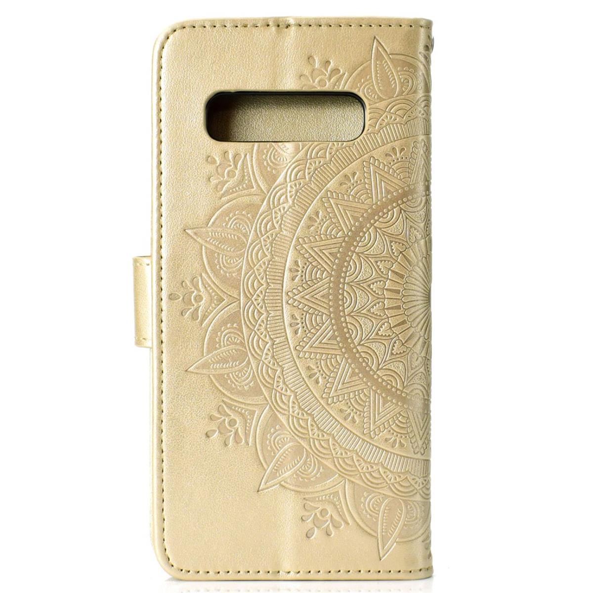 Hülle für Samsung Galaxy S10 Handyhülle Flip Case Cover Schutzhülle Mandala Gold