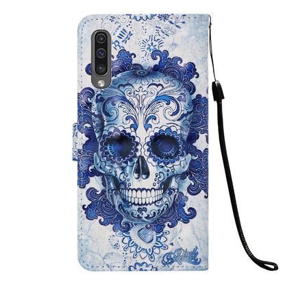Hülle für Samsung Galaxy A50/A30s Case Schutzhülle Cover Motiv Totenkopf blau