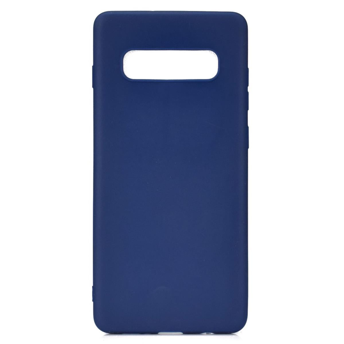 Hülle für Samsung Galaxy S10+ (Plus) Handyhülle Silikon Case Cover Matt Blau
