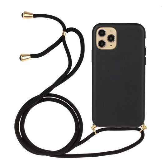 Hülle für Apple iPhone 13 Pro Handy Silikon Case Handykette Band Schnur Schwarz