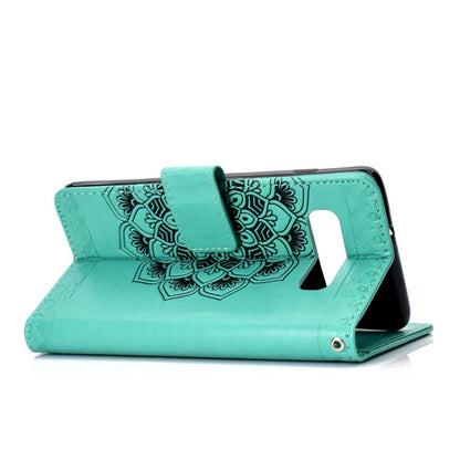 Hülle für Samsung Galaxy S10 Schutzhülle Flip Case Handyhülle Mandala Mint (schwarz)