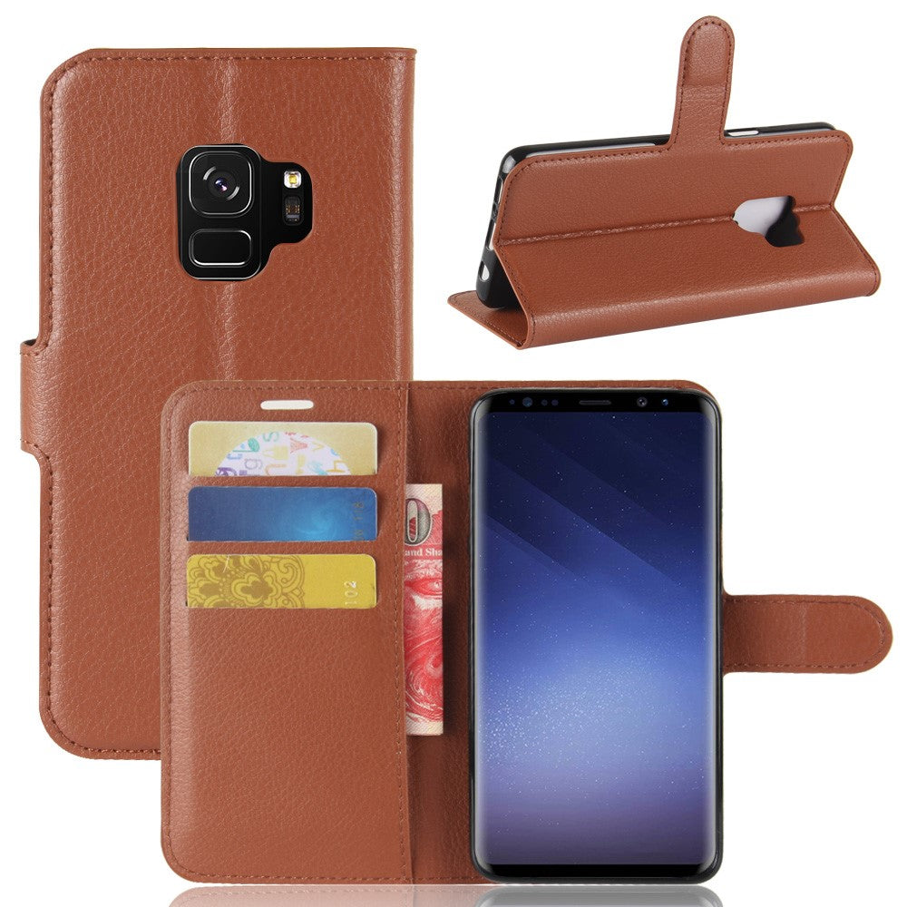 Hülle für Samsung Galaxy S9 Handyhülle Flip Case Schutz Tasche Braun