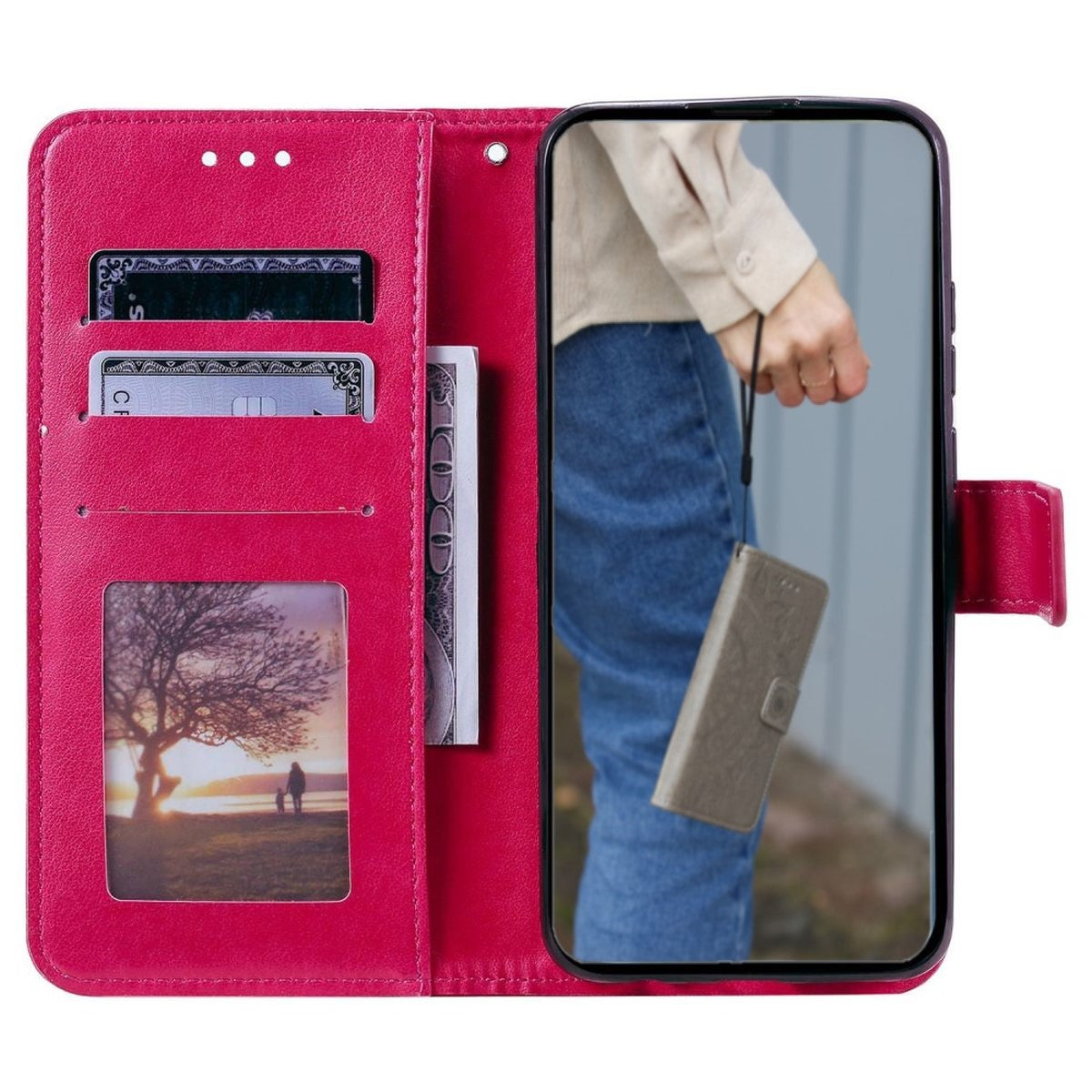 Hülle für Samsung Galaxy A54 5G Handyhülle Flip Case Cover Etui Mandala Pink