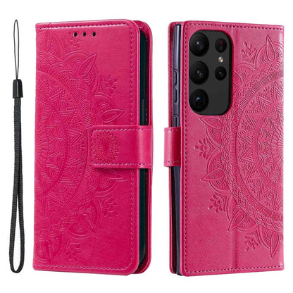 Hülle für Samsung Galaxy S23 Ultra Handyhülle Flip Case Cover Etui Mandala Pink