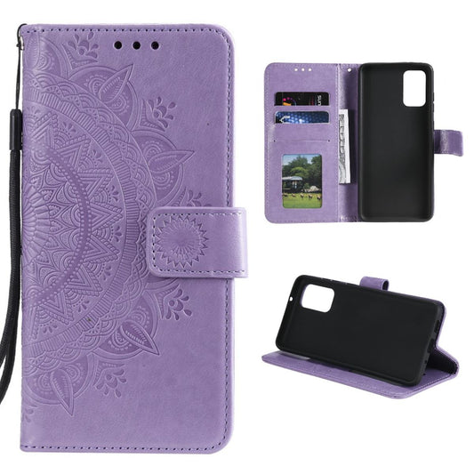 Hülle für Samsung Galaxy A02s Handy Tasche Flip Case Cover Etui Mandala Lila