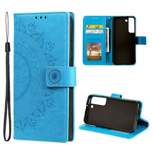 Hülle für Samsung Galaxy S22 5G Handyhülle Flip Case Cover Tasche Mandala Blau