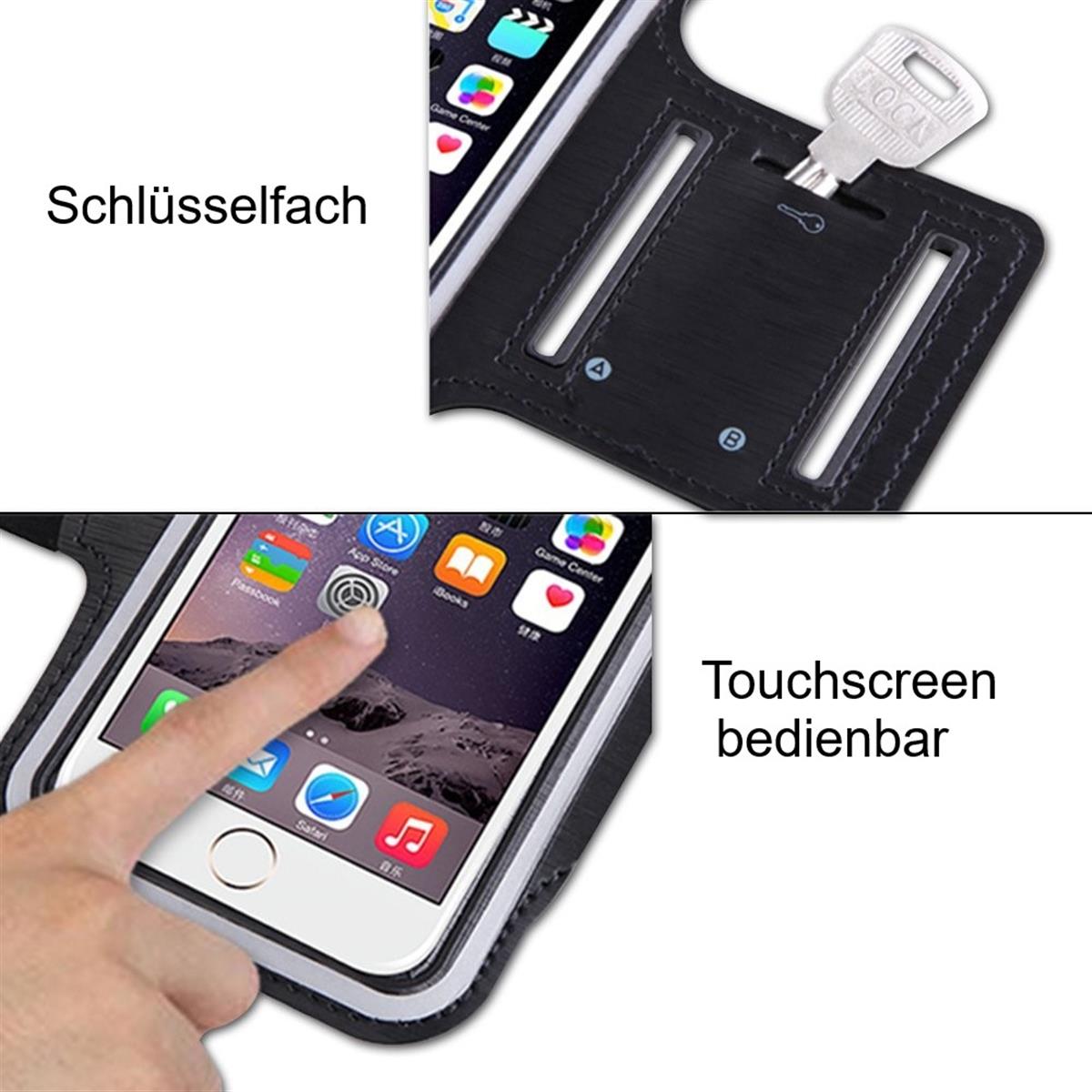 Universal Sport Armband Handy Tasche für Smartphones von 4,5" bis 5,85" Weiß