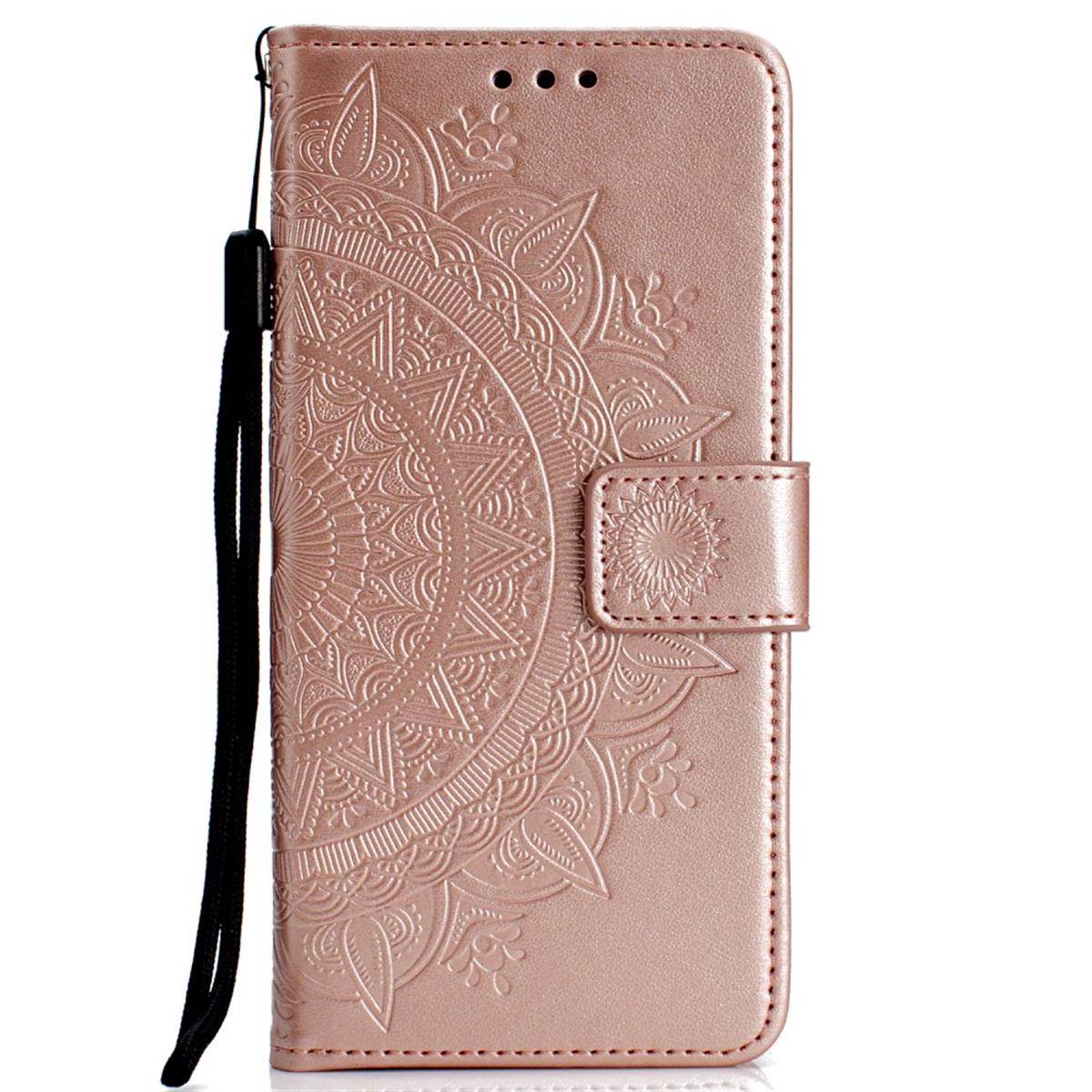 Hülle für Samsung Galaxy J4 2018 Handyhülle Flip Case Schutz Cover Mandala Rose
