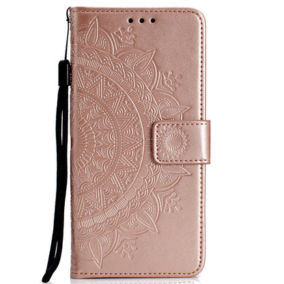 Hülle für Samsung Galaxy J4 2018 Handyhülle Flip Case Schutz Cover Mandala Rose