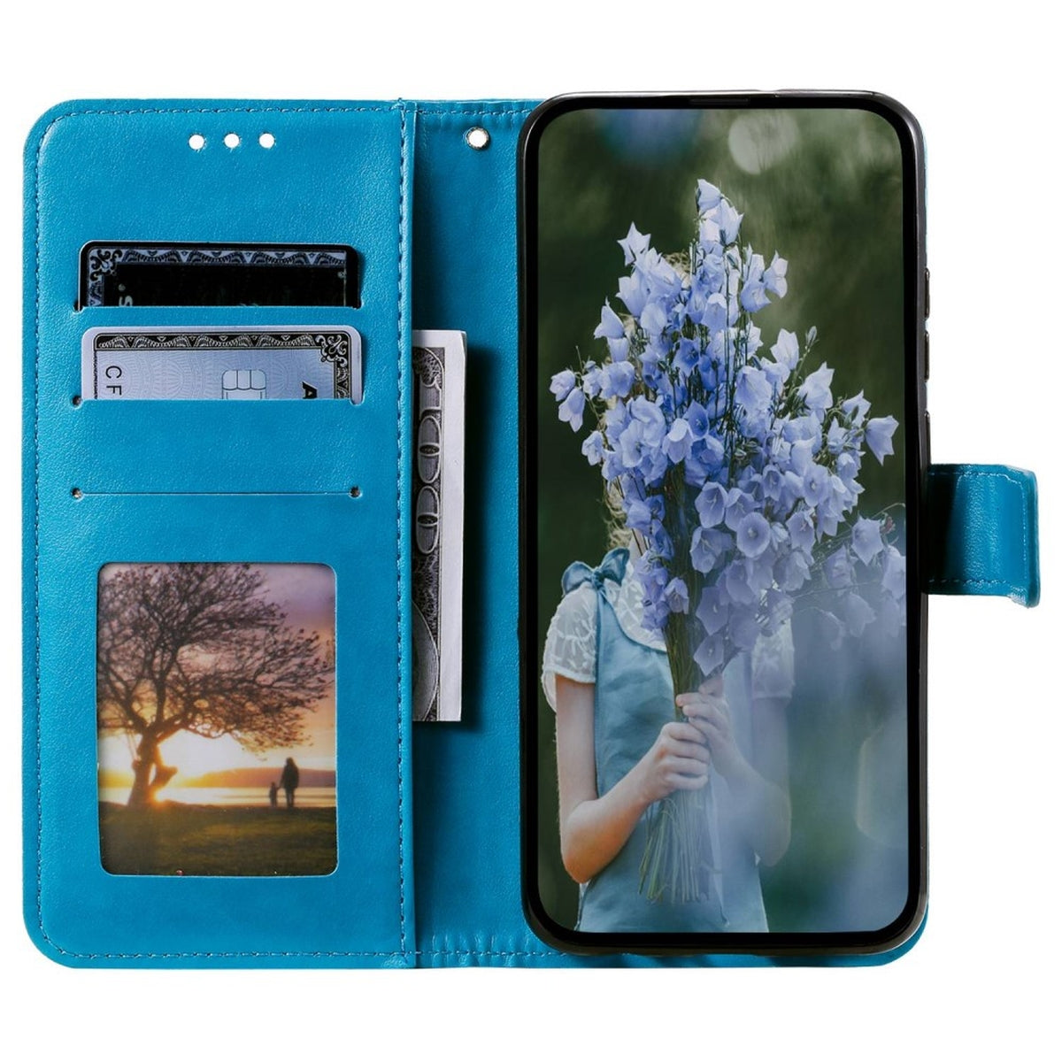 Hülle für Samsung Galaxy S23 Handyhülle Flip Case Cover Schutzhülle Mandala Blau