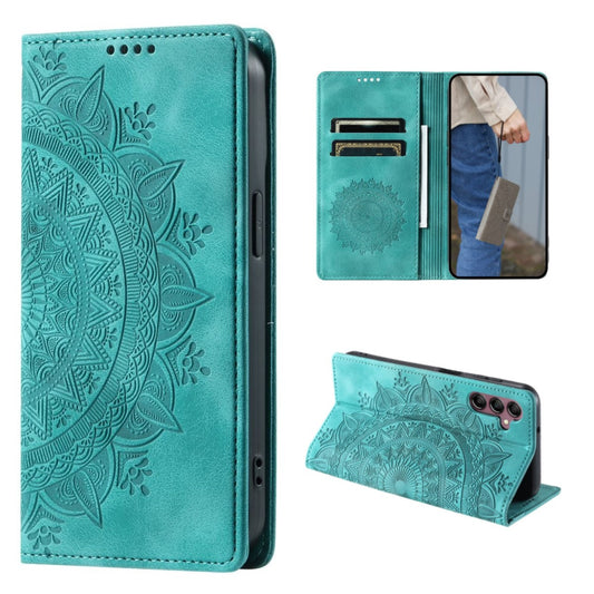 Hülle für Samsung Galaxy A25 5G Handyhülle Flip Case Cover Tasche Mandala Grün