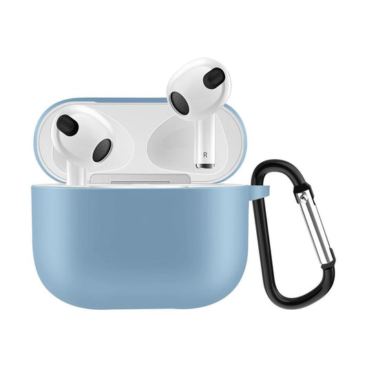 Hülle für Apple AirPods 3 Silikon Case Cover Etui Bumper Schutzhülle Hellblau
