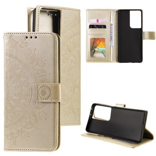 Hülle für Samsung Galaxy S21 Ultra Handyhülle Flip Case Cover Schutzhülle Mandala Gold