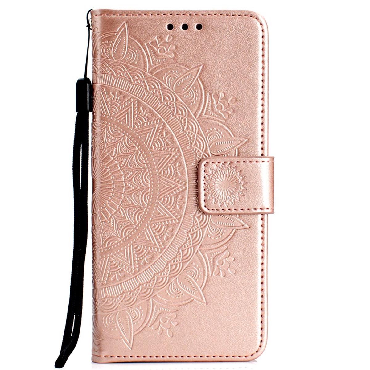 Hülle für Samsung Galaxy A10 Handyhülle Etui Schutzhülle Flip Case Cover Mandala Rosegold