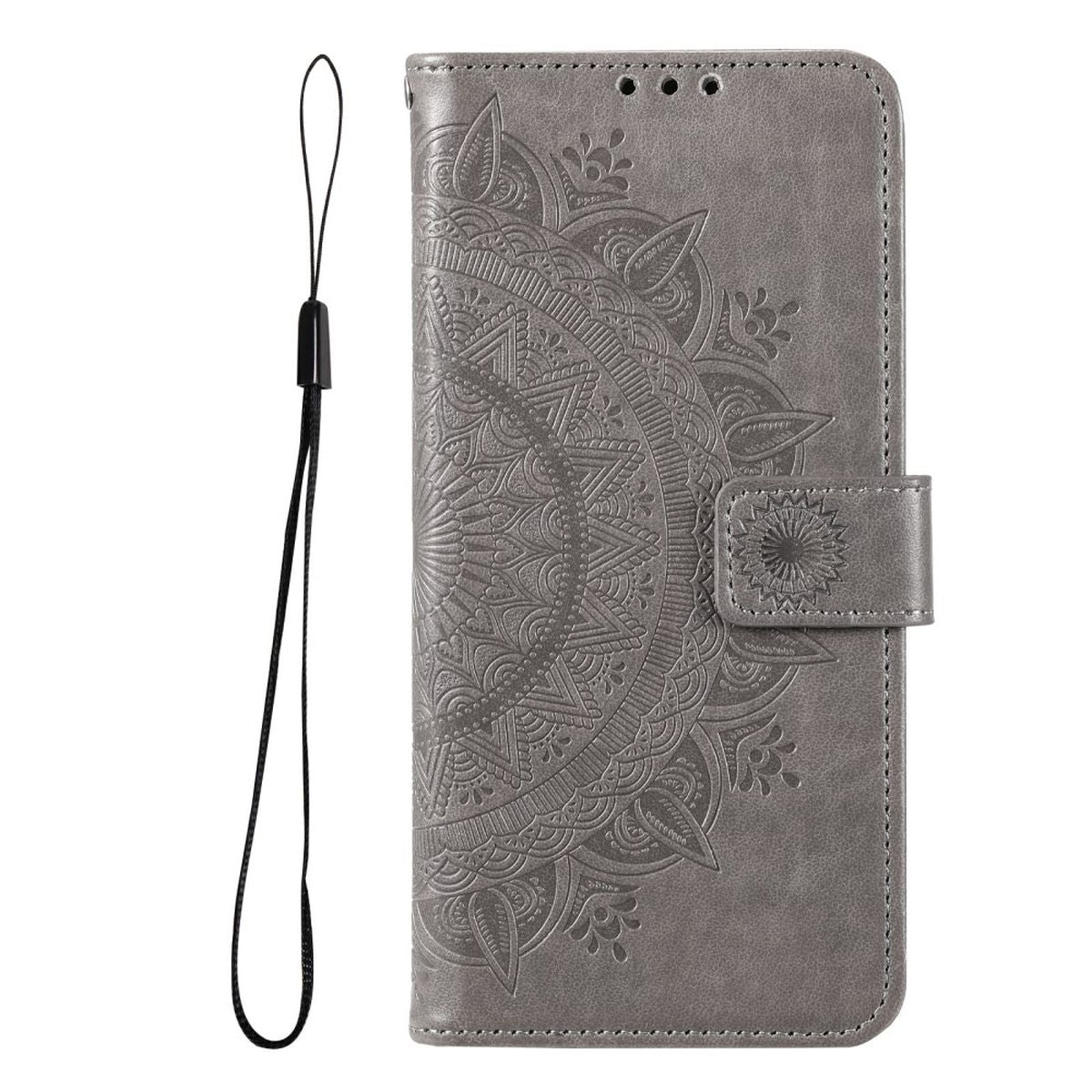 Hülle für Samsung Galaxy A03 Handyhülle Flip Case Cover Schutzhülle Mandala Grau