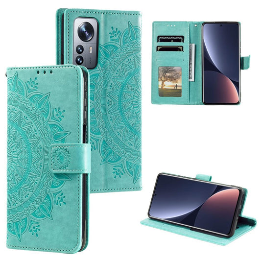 Hülle für Xiaomi 12/12X Handyhülle Flip Case Cover Tasche Etui Mandala Grün