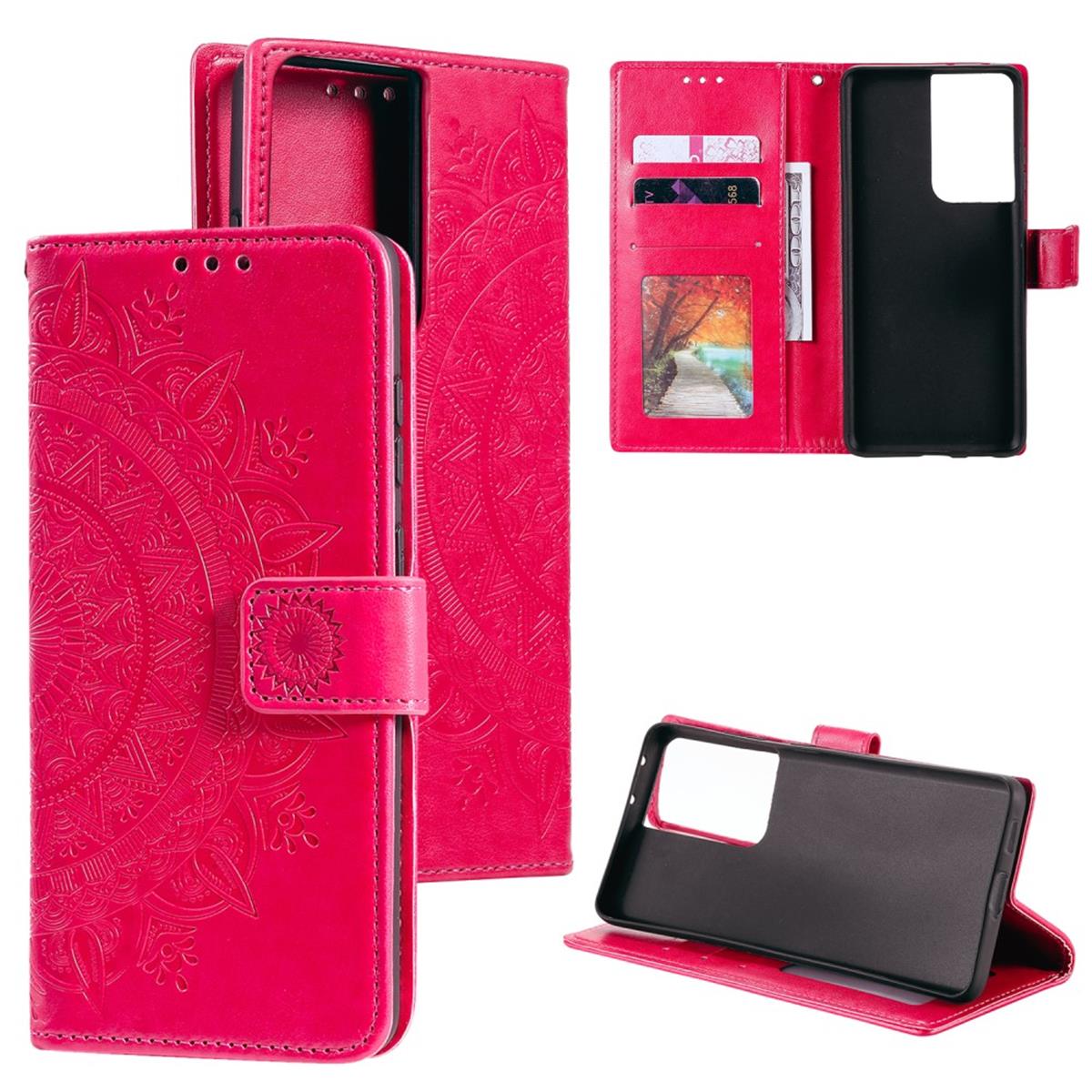 Hülle für Samsung Galaxy S21 Ultra Handyhülle Flip Case Cover Schutzhülle Mandala Pink