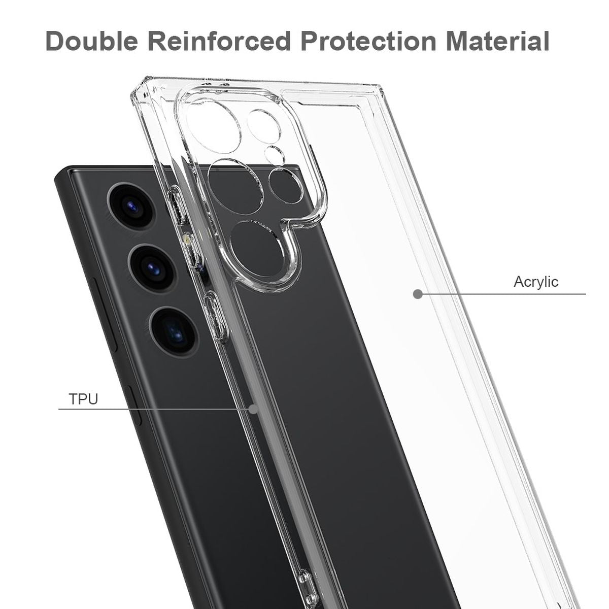 Hülle für Samsung Galaxy S24 Ultra Handy Case Hybrid Silikon Bumper Cover Klar