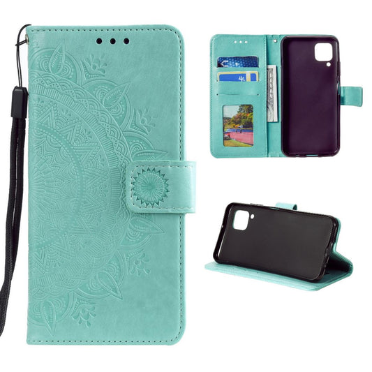 Hülle für Samsung Galaxy A12/M12 Handyhülle Flip Case Cover Tasche Mandala Grün