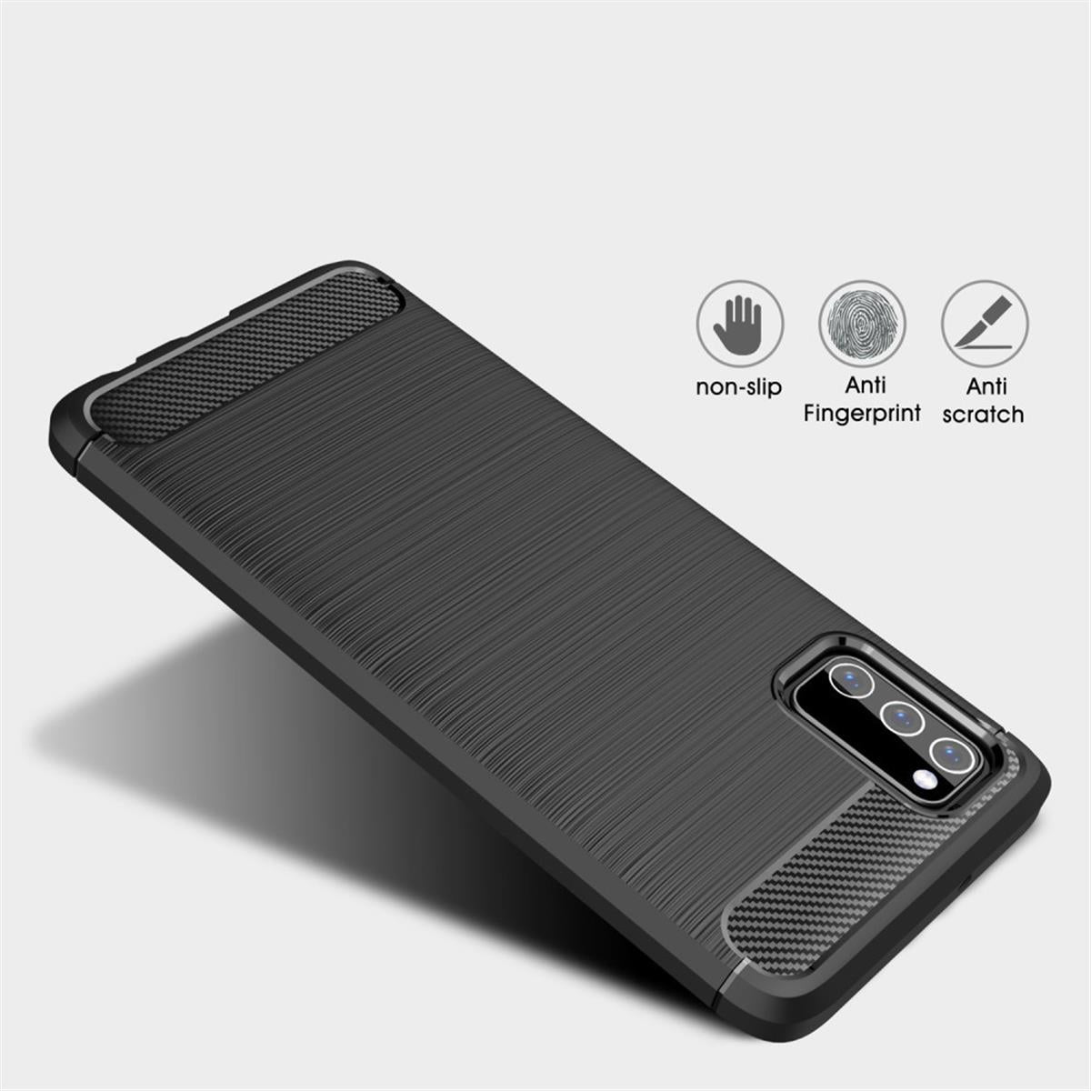 Hülle für Samsung Galaxy A03s Handyhülle Silikon Case Handy Cover Carbonfarben