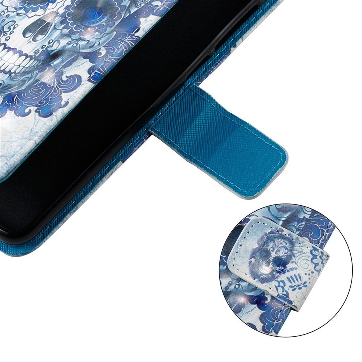 Hülle für Samsung Galaxy A50/A30s Case Schutzhülle Cover Motiv Totenkopf blau