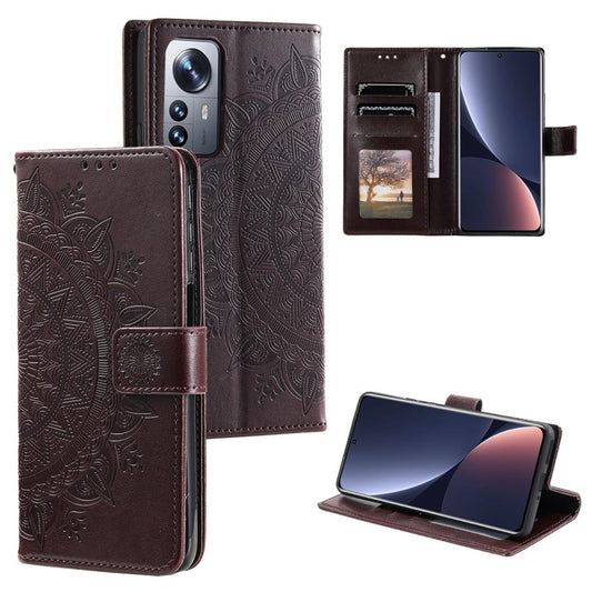 Hülle für Xiaomi 12 Pro Handyhülle Flip Case Cover Tasche Etui Mandala Braun