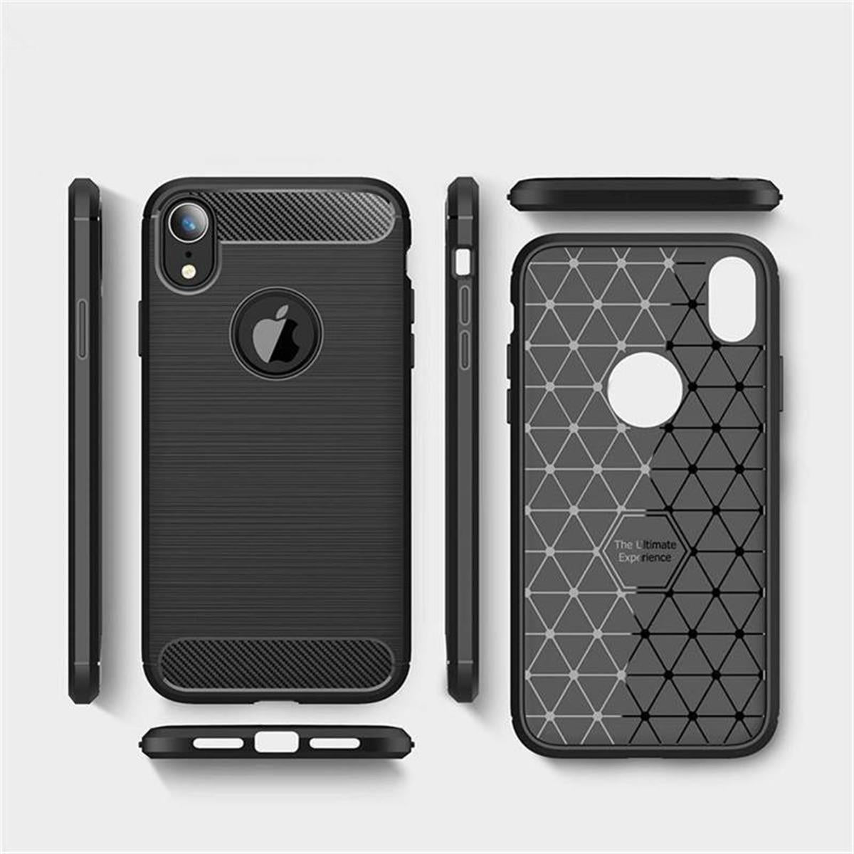 Hülle für Apple iPhone XR Handyhülle Case Cover Silikonhülle Bumper Carbonfarben