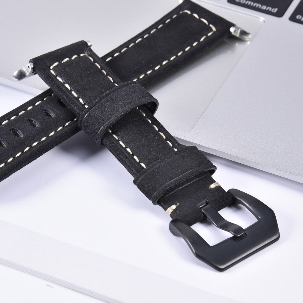 Leder Armband für Apple Watch 49/45/44/42mm Retro Serie Ultra/8/7/6/SE/5 schwarz