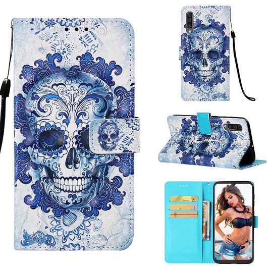 Hülle für Samsung Galaxy A50/A30s Case Schutzhülle Cover Motiv Totenkopf blau