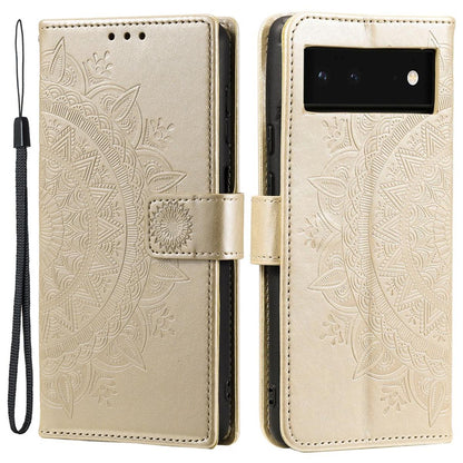 Hülle für Google Pixel 6 Handyhülle Tasche Flip Case Cover Etui Mandala Gold