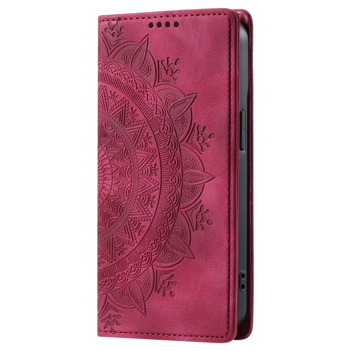 Hülle für Samsung Galaxy S24 Handyhülle Flip Case Cover Tasche Etui Mandala Rot