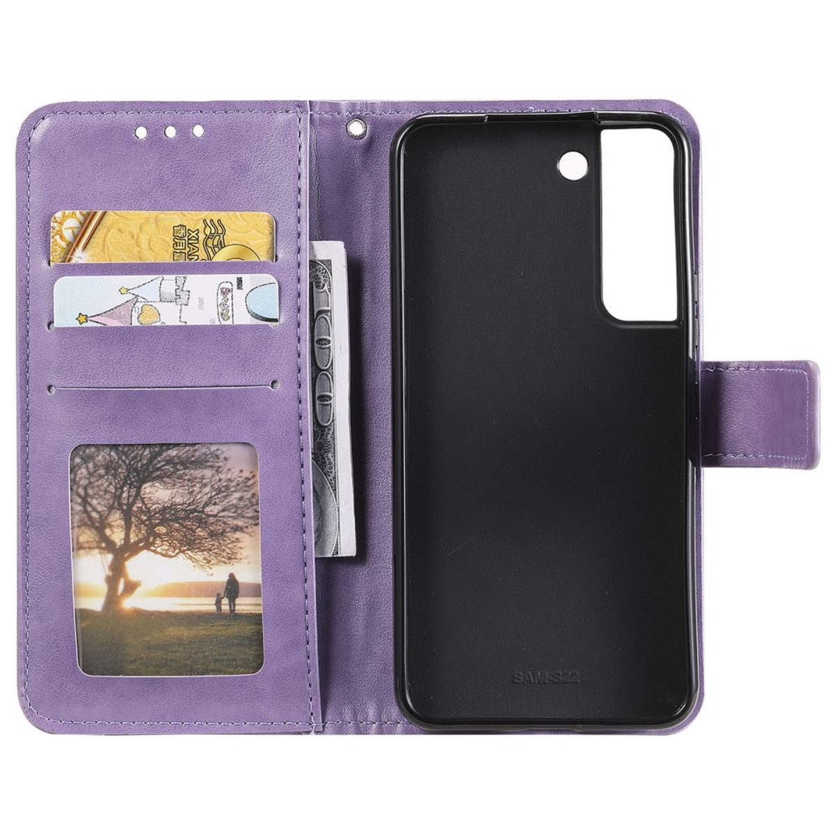 Hülle für Samsung Galaxy S22 5G Handyhülle Flip Case Cover Tasche Mandala Lila
