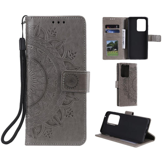 Hülle für Samsung Galaxy S20 Ultra Handyhülle Flip Case Schutzhülle Mandala Grau