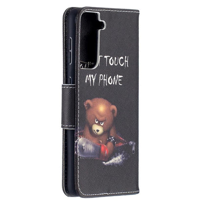Hülle für Samsung Galaxy S21 Handyhülle Flip Case Cover Bumper Etui Tasche Motiv Bär