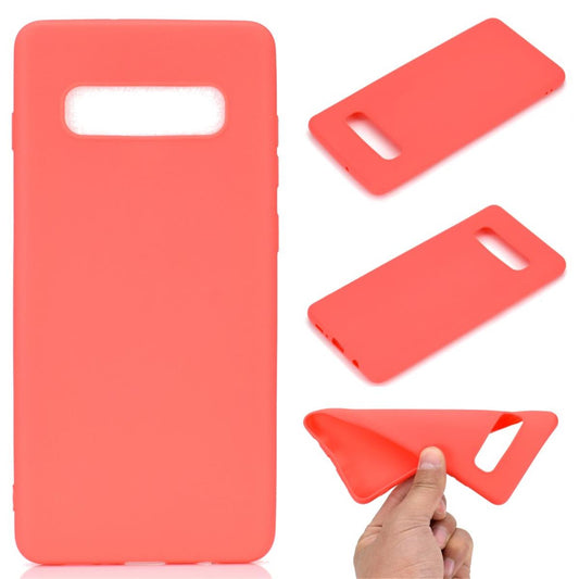 Hülle für Samsung Galaxy S10+ (Plus) Handyhülle Silikon Case Cover matt Rot