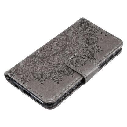 Hülle für Samsung Galaxy A20e Handyhülle Schutz Tasche Flip Case Etui Cover Mandala Grau