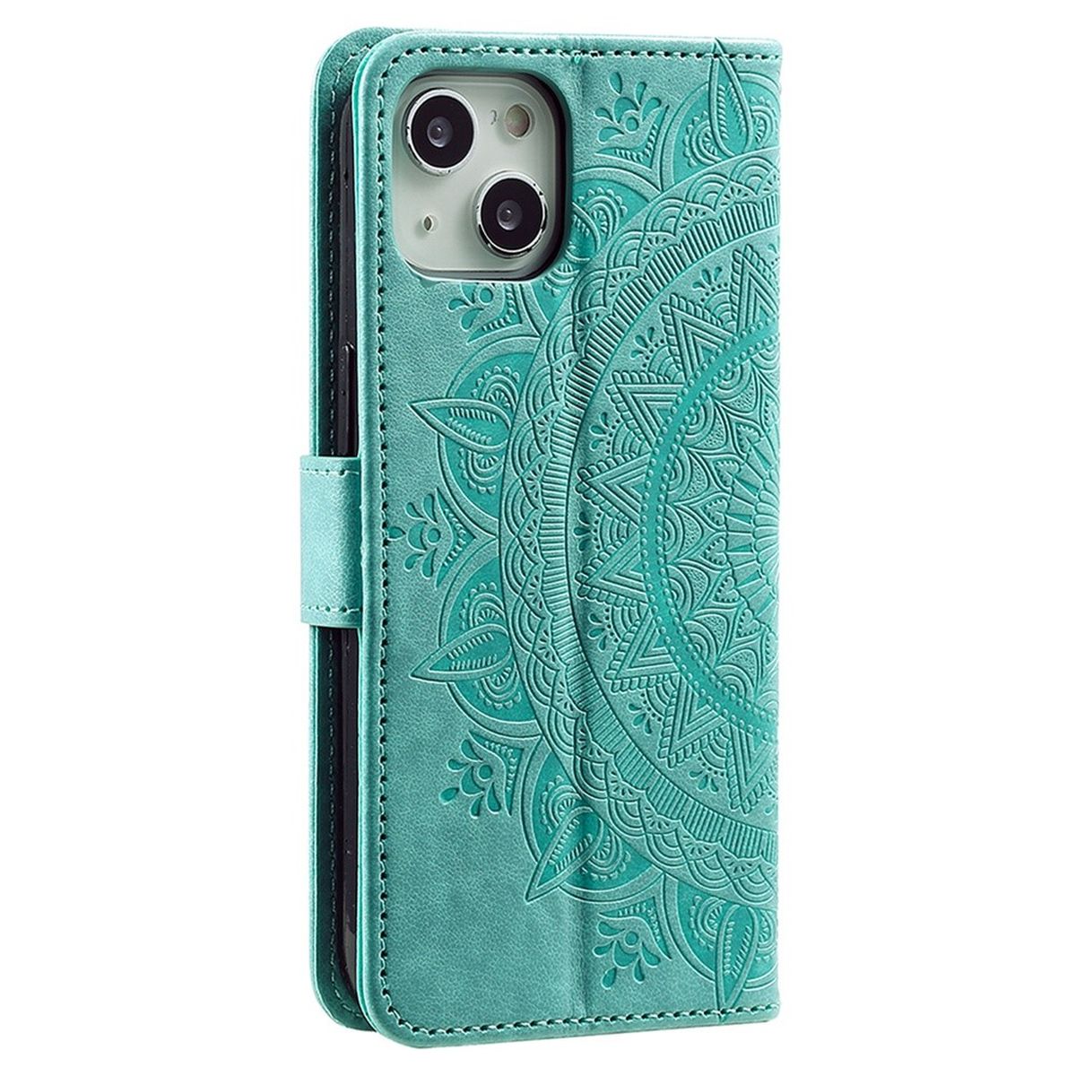 Hülle für Apple iPhone 14 Handyhülle Flip Case Cover Handy Etui Mandala Grün
