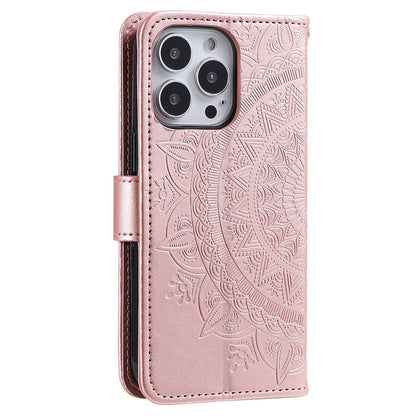 Hülle für Apple iPhone 14 Pro Handyhülle Flip Cover Handy Case Mandala Rosegold