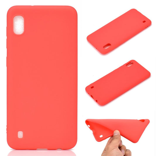 Hülle für Samsung Galaxy A10 Silikon Cover Bumper Schutzhülle Case matt rot