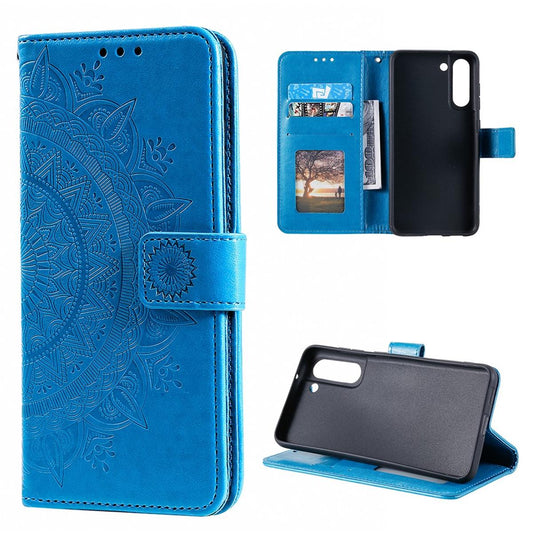 Hülle für Samsung Galaxy S21 FE Handyhülle Flip Case Cover Tasche Mandala Blau