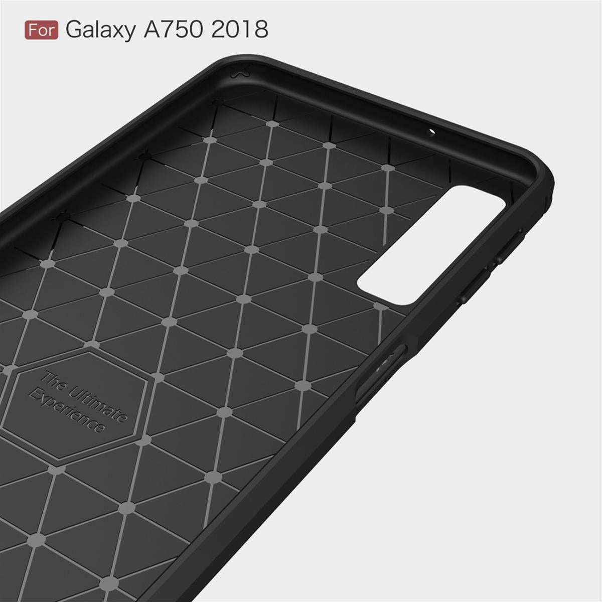 Hülle für Samsung Galaxy A7 (2018) Handyhülle Cover Silikon Case Carbon farben