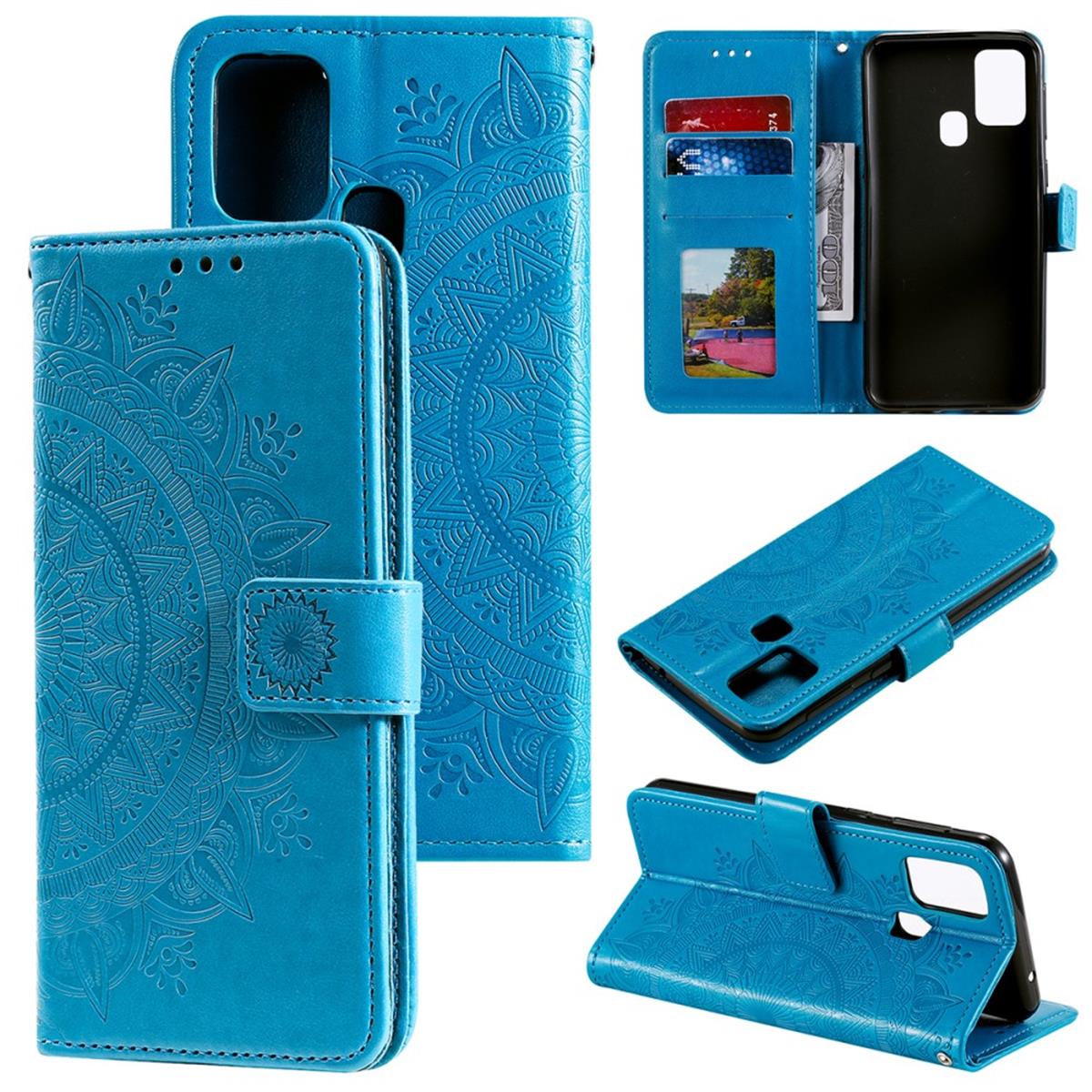 Hülle für Samsung Galaxy M21/M30s Handyhülle Flip Case Cover Mandala Blau