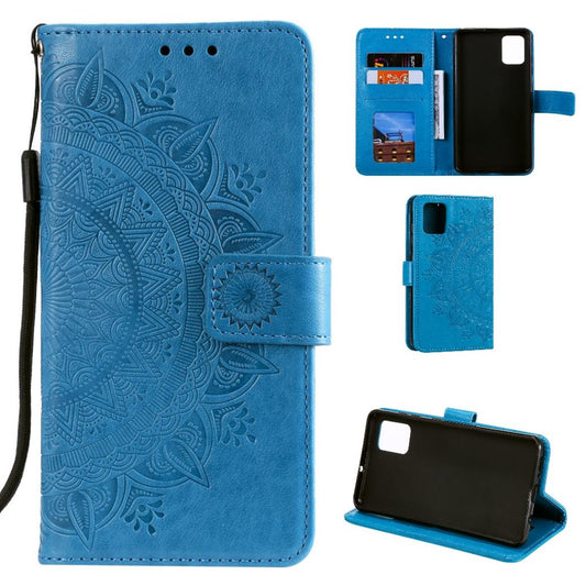 Hülle für Samsung Galaxy A51 Handyhülle Flip Case Schutzhülle Cover Mandala Blau