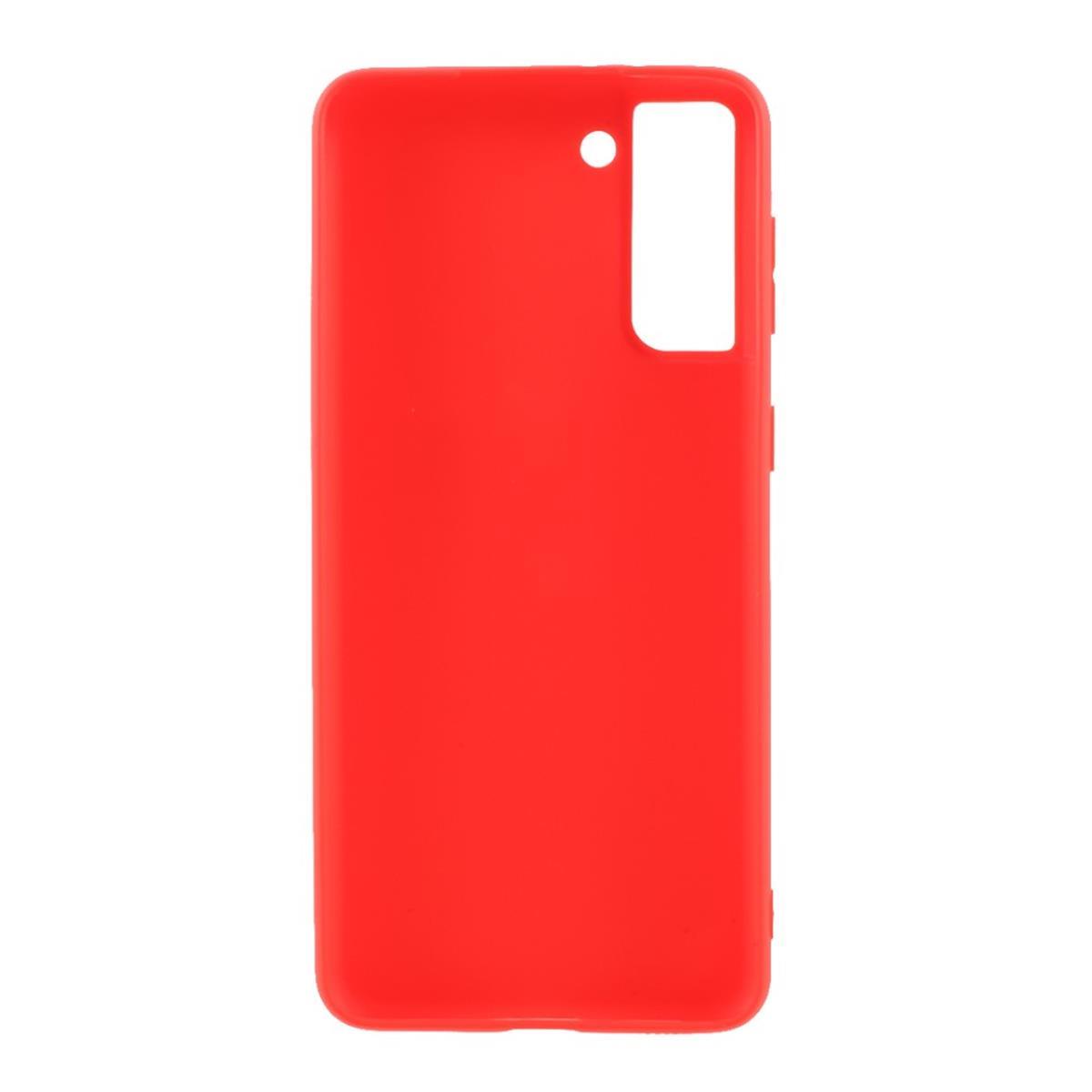 Hülle für Samsung Galaxy S21+ (Plus) Handyhülle Silikon Case Cover Schutzhülle Matt Rot