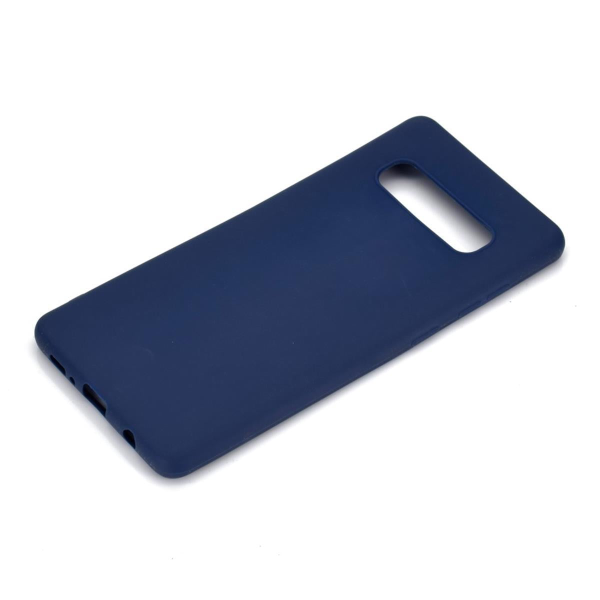 Hülle für Samsung Galaxy S10+ (Plus) Handyhülle Silikon Case Cover Matt Blau