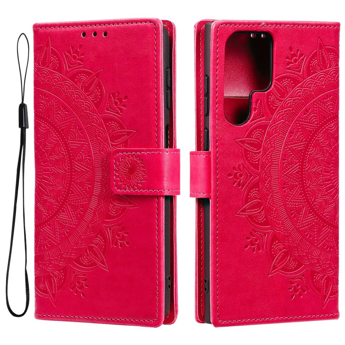 Hülle für Samsung Galaxy S22 Ultra Handyhülle Flip Case Cover Etui Mandala Pink