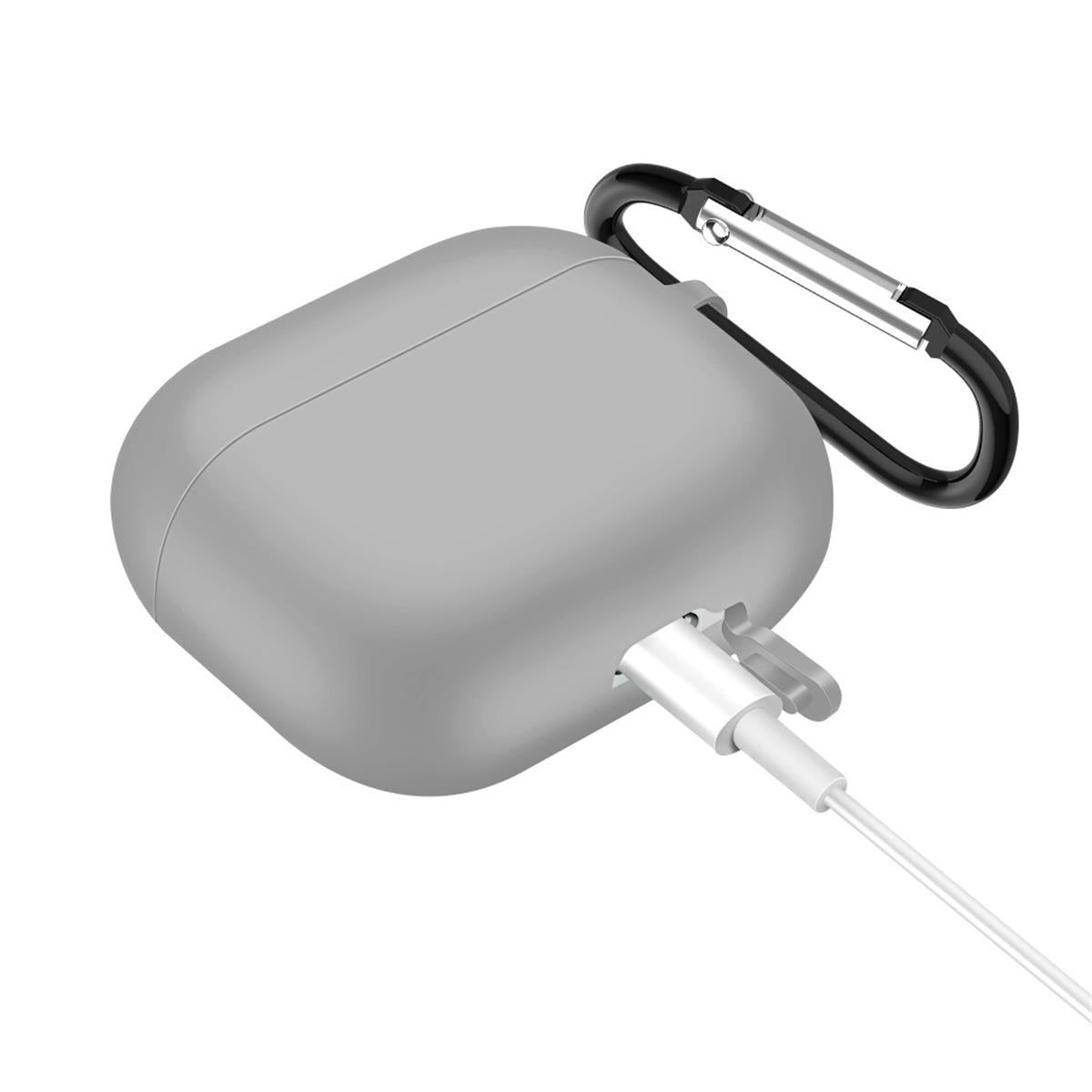 Hülle für Apple AirPods 3 Silikon Case Cover Etui Bumper Schutzhülle Tasche Grau