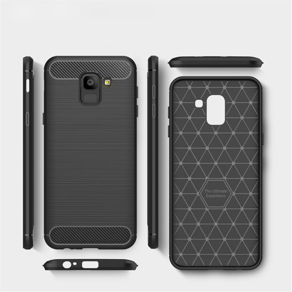 Hülle für Samsung Galaxy J6 2018 Handyhülle Cover Silikonhülle Case Carbonfarben